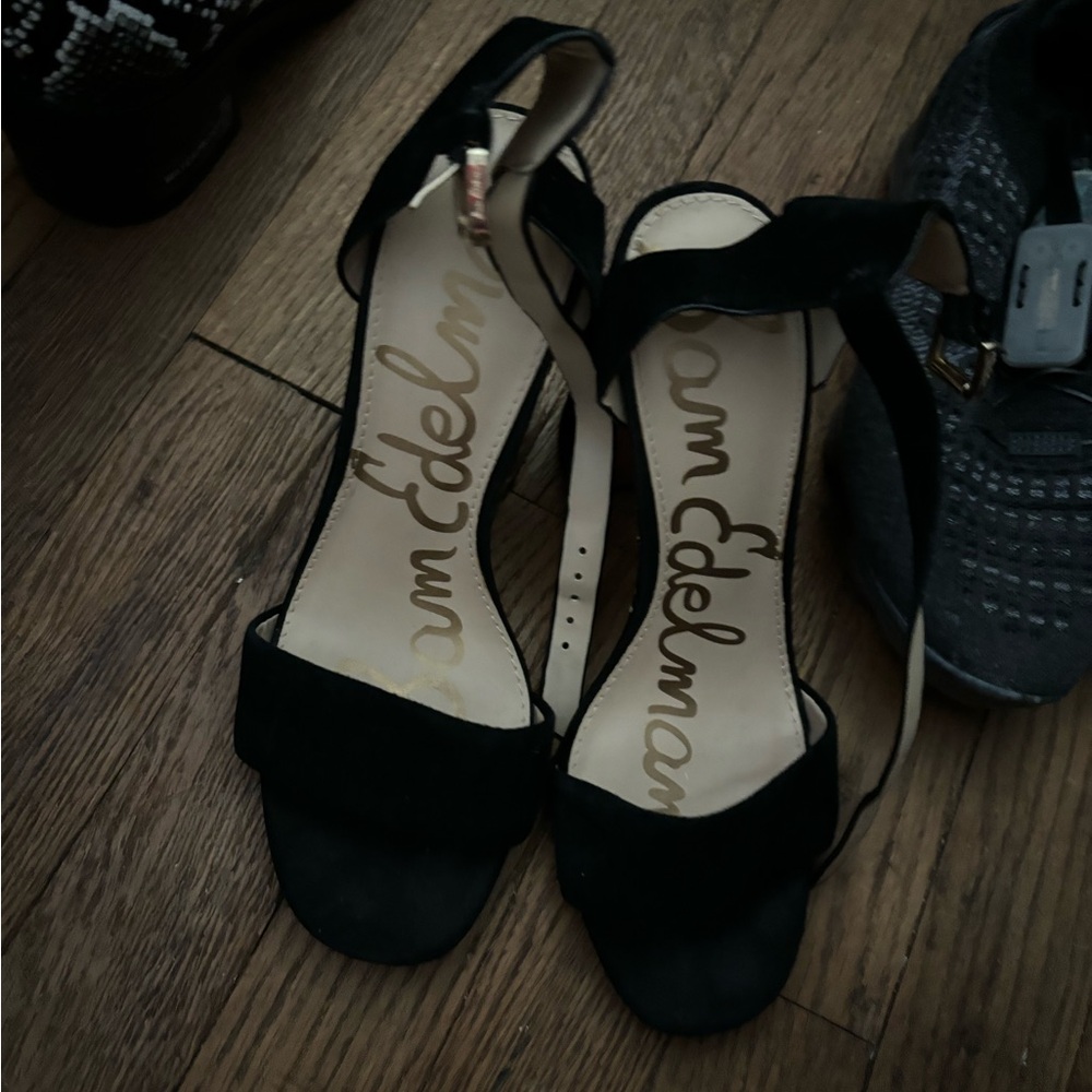 Black suede heels